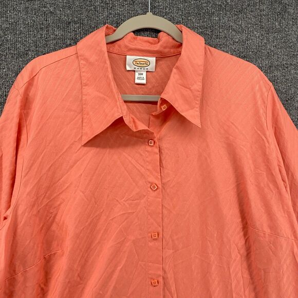 Talbots Blouse Top Womens 20W Orange Striped Button Up Long Sleeve Office Career - Picture 2 of 10